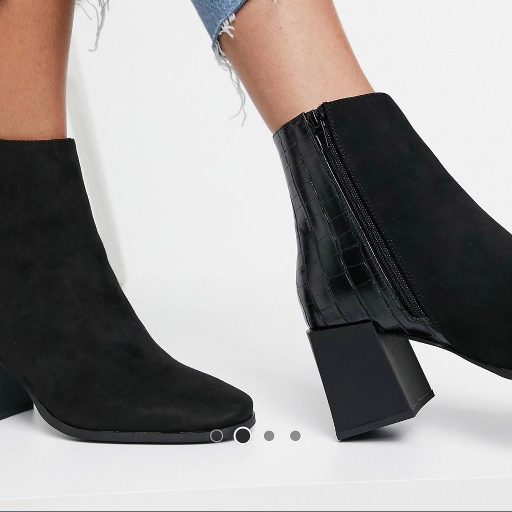 ASOS design black block heel with faux leather design